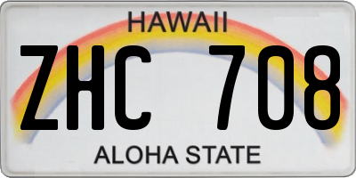 HI license plate ZHC708