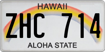 HI license plate ZHC714