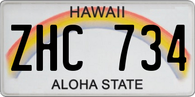 HI license plate ZHC734