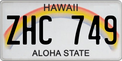HI license plate ZHC749