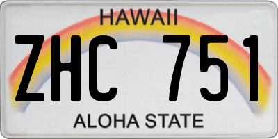 HI license plate ZHC751