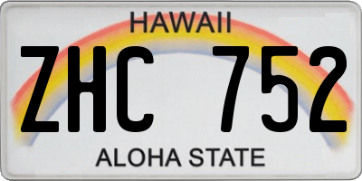 HI license plate ZHC752