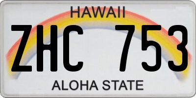 HI license plate ZHC753