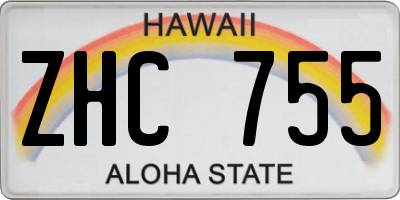 HI license plate ZHC755