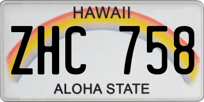 HI license plate ZHC758
