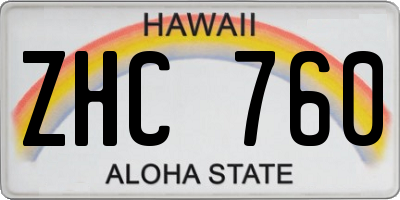 HI license plate ZHC760