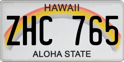 HI license plate ZHC765