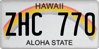 HI license plate ZHC770