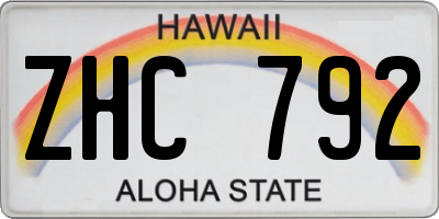 HI license plate ZHC792