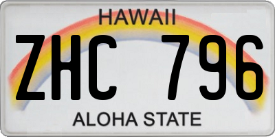 HI license plate ZHC796