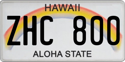 HI license plate ZHC800
