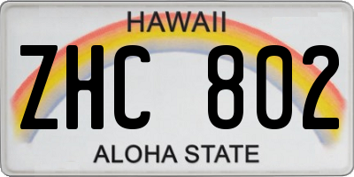 HI license plate ZHC802