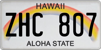HI license plate ZHC807