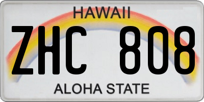 HI license plate ZHC808