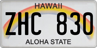 HI license plate ZHC830