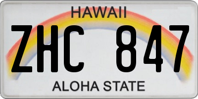 HI license plate ZHC847