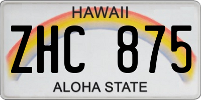 HI license plate ZHC875