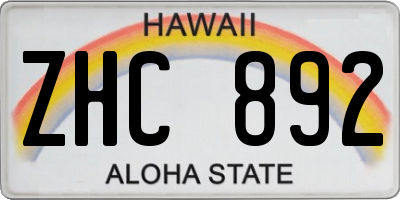 HI license plate ZHC892