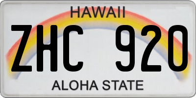 HI license plate ZHC920