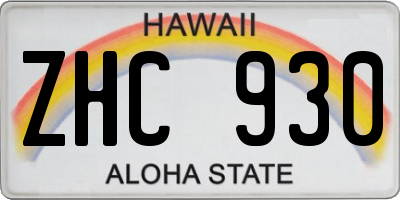 HI license plate ZHC930