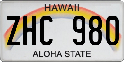 HI license plate ZHC980