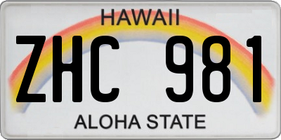 HI license plate ZHC981