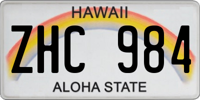 HI license plate ZHC984
