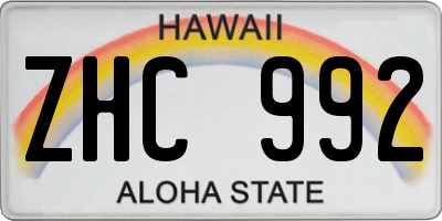 HI license plate ZHC992