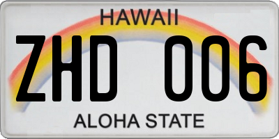 HI license plate ZHD006