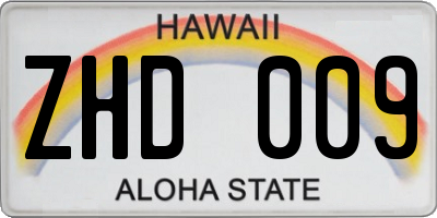 HI license plate ZHD009