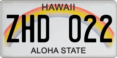 HI license plate ZHD022