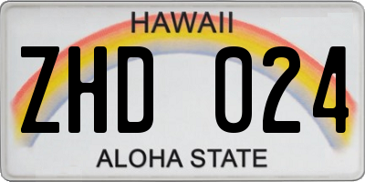 HI license plate ZHD024
