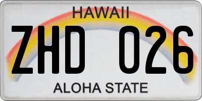 HI license plate ZHD026