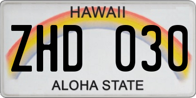 HI license plate ZHD030