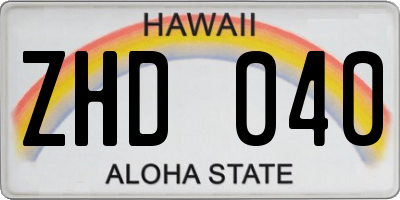 HI license plate ZHD040