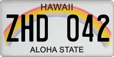 HI license plate ZHD042
