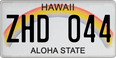 HI license plate ZHD044