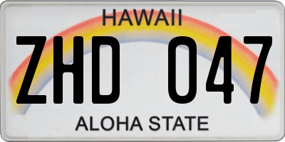 HI license plate ZHD047