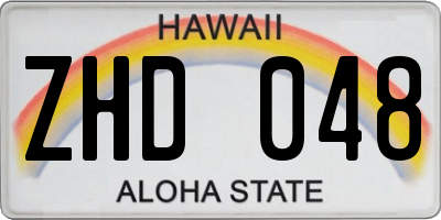 HI license plate ZHD048