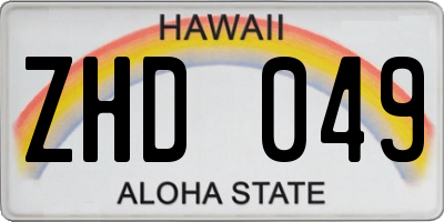 HI license plate ZHD049