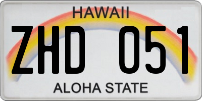 HI license plate ZHD051