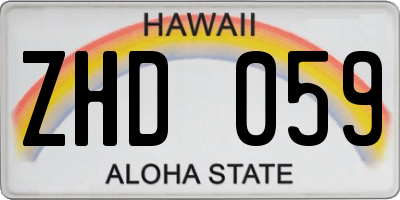 HI license plate ZHD059