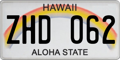 HI license plate ZHD062