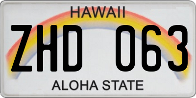 HI license plate ZHD063