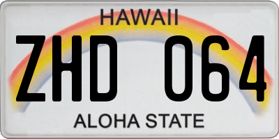 HI license plate ZHD064