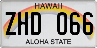 HI license plate ZHD066
