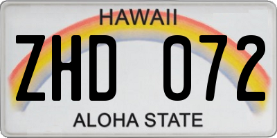 HI license plate ZHD072