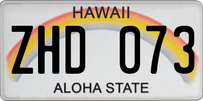 HI license plate ZHD073