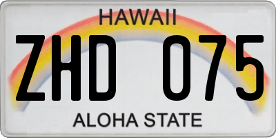 HI license plate ZHD075