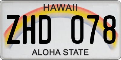 HI license plate ZHD078